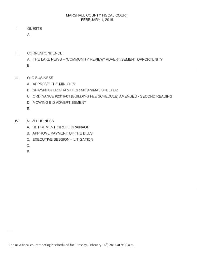 Fiscal Court Agenda
