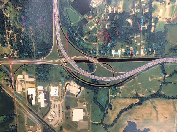 Overviews of planned Interstate 69 upgrades to the Purchase Parkway/US 45 Interchange and the KY 80 Interchange at the southwest edge of Mayfield in Graves County. 