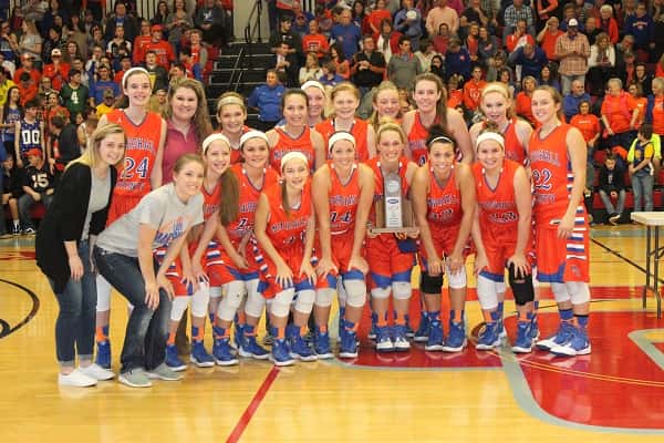 The Lady Marshals with their 4th District runner-up trophy following their championship loss to Murray.