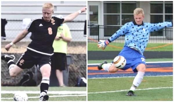 Blaine Skeen (left) plays for Georgetown College and Garrison Wagner is a member of the Berea College soccer team.