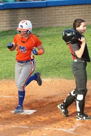 Lexee Miller scored the Lady Marshals first run of the 2016 season.