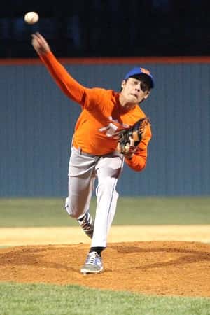 Cameron Ives struck out 9 batters on his way to getting the win on the mound against McLean County.