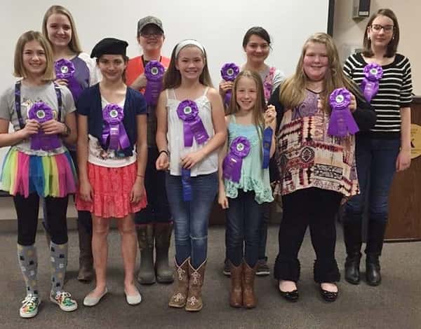County 4-H Communications Contest Picture: (L-R Front Row) Anna Dittman, Courtney Phillips, Olivia Tapscott, Larissa Holt, and Morgan Westerfield. (L-R Back Row) Ashlynn Kegel, Zoey Ramsey, Erin Albertson, and Baella Morgan.