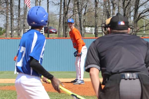 Griffen Ives pitched the first four innings for the Marshals against Clayton, MO on Saturday.