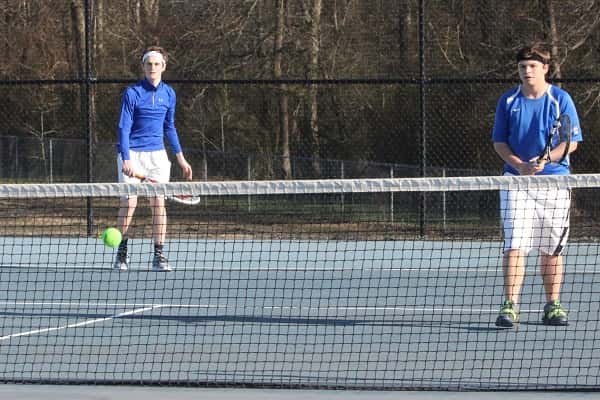 Hayden Jaco (left) and Alex Chapman during a recent home doubles match.