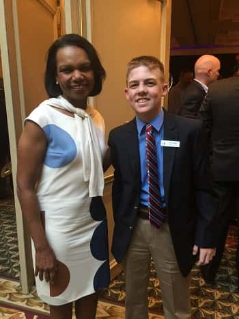 Jay with former Secretary of State Condoleezza Rice at Saturday's banquet before the finals on Sunday.