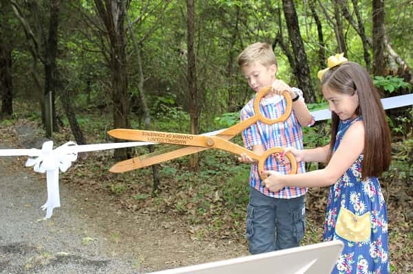 Ashlyn Story and Cody Culp were nominated by fellow classmates to cut the ribbon to officially mark the opening of the environmental classroom.