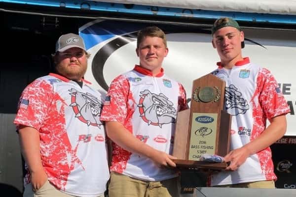 Eric Price and Noah West of Lawrence County High School are the 2016 KHSAA State Bass Fishing Champions. Photo by KHSAA