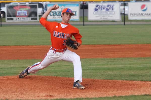 Cameron Ives pitched a complete game, striking out 10, to get the win for the Marshals.