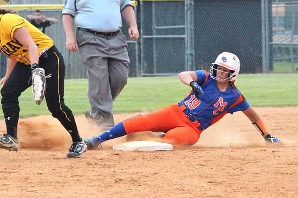 Lexee Miller slides into 2nd in last week's 4th District Championship win over Murray.