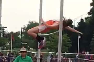 Tori McCracken won the state title in the high jump with 5-00.