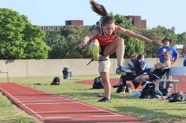 Keagin Brooks, pictured here at the Area 1 Championships, took 1st in the javelin, 3rd in discus and 5th in triple jump at the state meet.