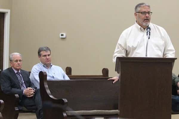Russ Pogue (right) with Big Rivers Electric Corp. along with JPEC board member Lee Bearden (left) and JPEC President Dennis Cannon, received support from the Fiscal Court for the Marshall County Solar Energy Demonstration and Education Project.