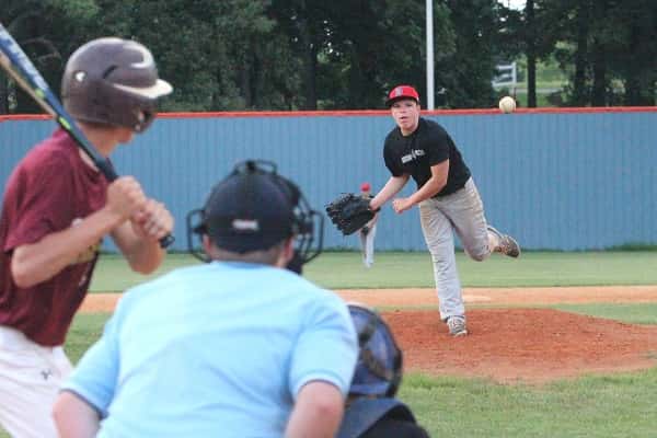 Austin Stockdale on the mound for the Hams in their game Tuesday against Carlisle County.