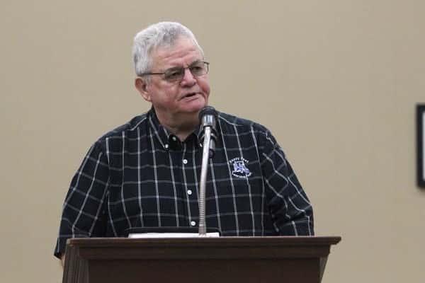 Jerry Baird, founder of Happy Feet, spoke to the Marshall County Fiscal Court about their organization.