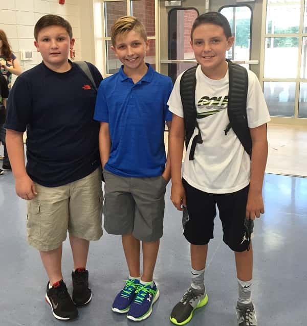 (L-R) Dakota Abney, Bryan Gardner, and Preston Futrell at the new South Marshall Middle School Open House.