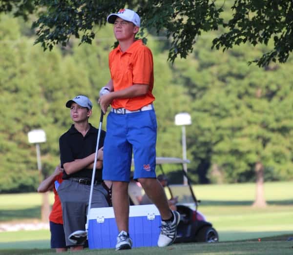 Jay Nimmo, watching his tee shot Saturday at Calvert City Country Club, shot 73 for 7th place.