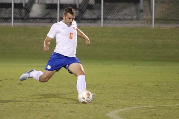 Dawson Jolley sent this penalty kick into the net for his first of three goals against Fort Campbell.