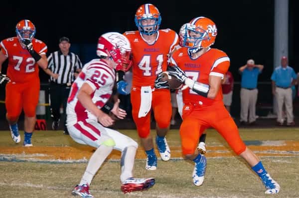 Austin Riley (7) snatched 3 interceptions in the Marshals 20-13 win Friday over Calloway County. Photo by Bill Murphy (billmurphyphotography.com)