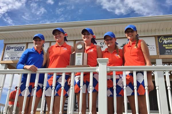 Marshall County girl's golf team finished First Region runner-up at Monday's tournament at Calvert City Country Club. Pictured (L-R) Hallie Riley, Savannah Howell, Karissa Jordan, Kennadi Spraggs and Megan Hertter.