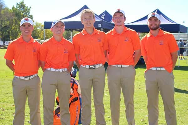 The Marshall County boy's golf team finished 8th in the state tournament with players (L-R) Grant Hackney, Jay Nimmo, Tyler Powell, Quinn Eaton and Garrett Howell. Photos courtesy of Annette Nimmo