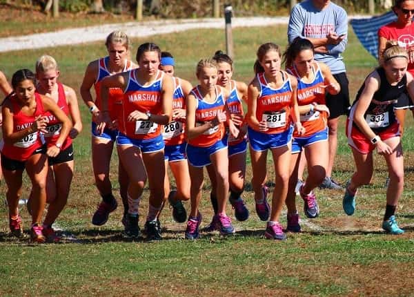 The Marshall County girl's team at the start of their 5K event at Regionals.