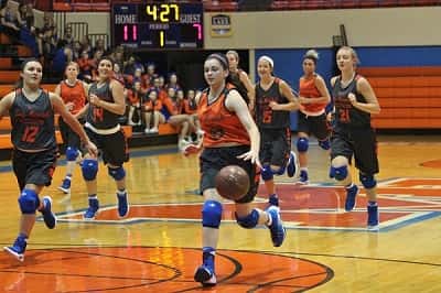 The Lady Marshals scrimmage at Thursday's Meet the Marshals.