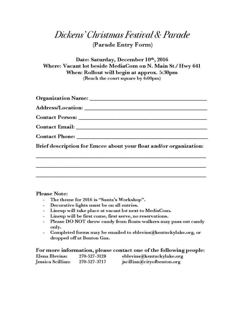 2016 parade entry form