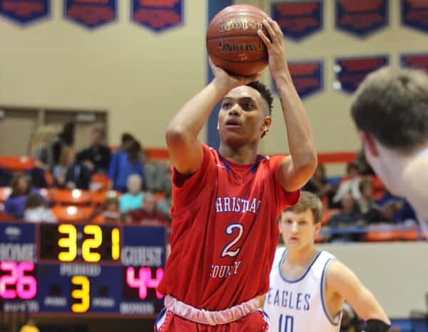 Jaylen Sebree, who has signed with Coastal Carolina, scored 17 points in Christian County's 68-57 win over Graves County.