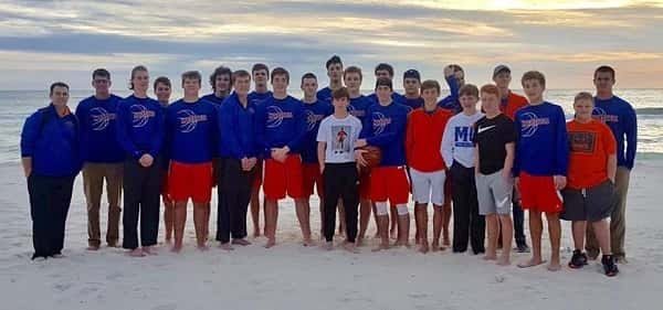 The team enjoying a little time on the beach between games at Panama City Beach.