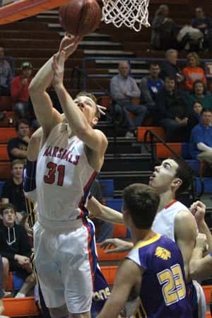 Dylan Walters scored 13 points, had 7 rebounds, 4 assists and 3 steals in the Marshals 77-41 win over the Lyons.