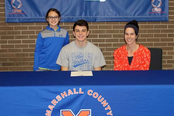 Tristan Prange signed his National Letter of Intent joined by his mom Leigh Gideon and Gracie.