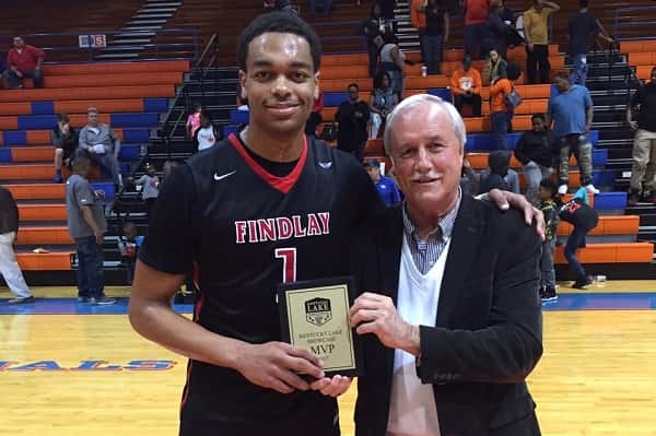 Kentucky signee PJ Washington received the MVP award from Marshall County Commissioner Dr. Rick Cocke after Friday's Findley Prep's 94-75 win over Hopkinsville.