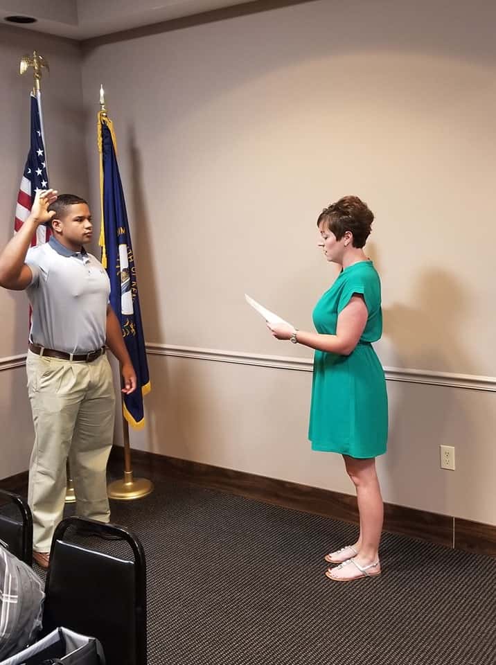 Keegan Cole takes the Oath of Office at Benton Police Department