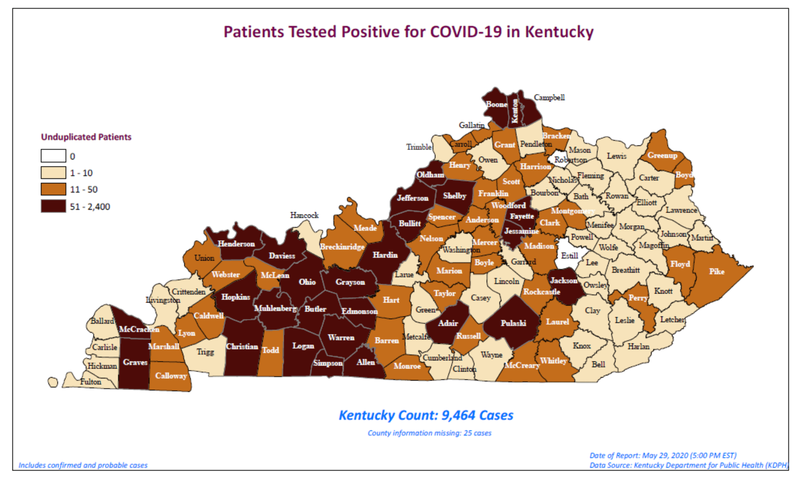 283 New COVID 19 Cases Friday In Ky Nine Deaths Marshall County   Kentucky Covid 5 29 20 