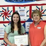 Pictured from left to right are: Jessica Wells, recipient and Ellen Fisk Committee Chairman.