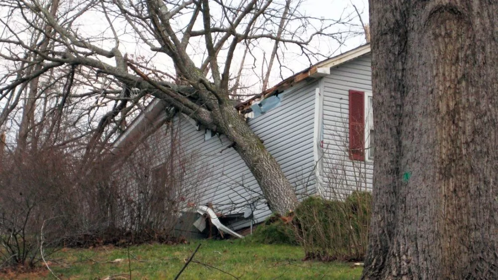 Tornado damage to a home in Tennessee