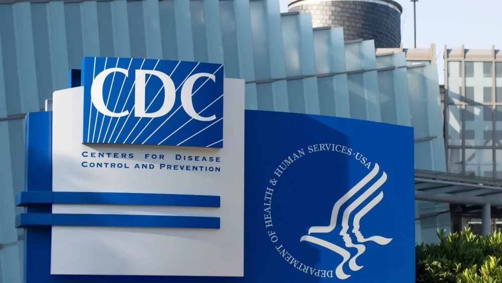 Closeup of the CDC logo seen at the Edward R. Roybal campus^ the headquarters of the Centers for Disease Control and Prevention (CDC) in Atlanta^ Georgia. Atlanta^ GA^ USA - June 15^ 2022