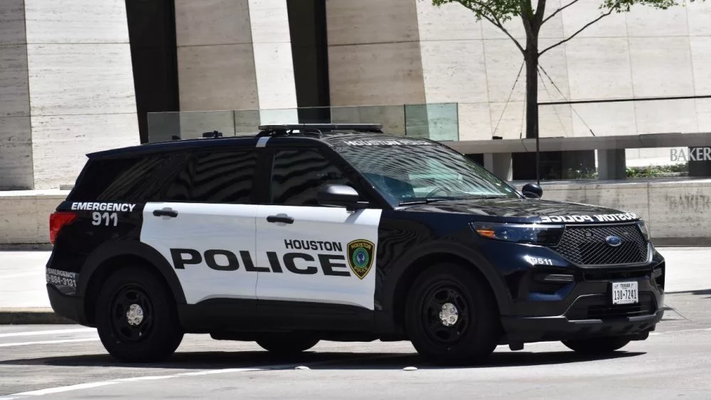 Ford Police Interceptor SUV during HPD patrols of the downtown financial district of Houston. Houston^ TX USA 5-15-2024
