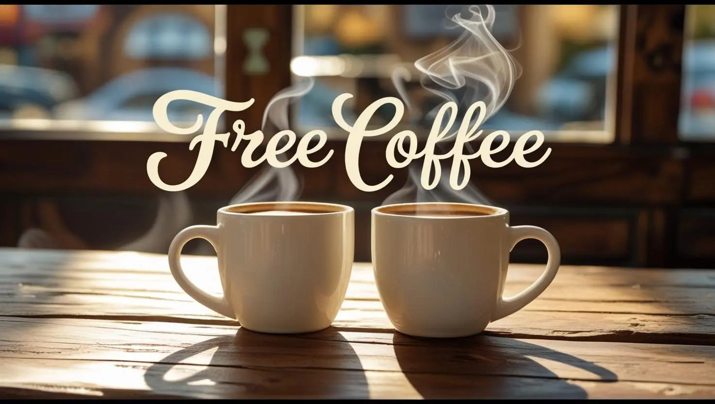 a-table-in-a-coffee-shop-with-two-cups-of-coffee-on-it-_free-coffee_-on-the-top-of-the-image