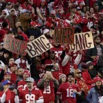 NFC Championship Packers 49ers Football: Fans cheer during the first half of the NFL NFC Championship football game between the San Francisco 49ers and the Green Bay Packers Sunday, Jan. 19, 2020, in Santa Clara, Calif. (AP Photo/Matt York)