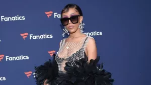 Doja Cat arrives for Michael Rubin's 2022 Fanatics Super Bowl Party on February 12^ 2022 in Culver City^ CA