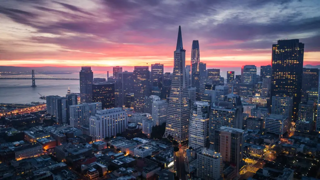 sanfranciscoskylinewithdramaticcloudsatsunrisecaliforniausa