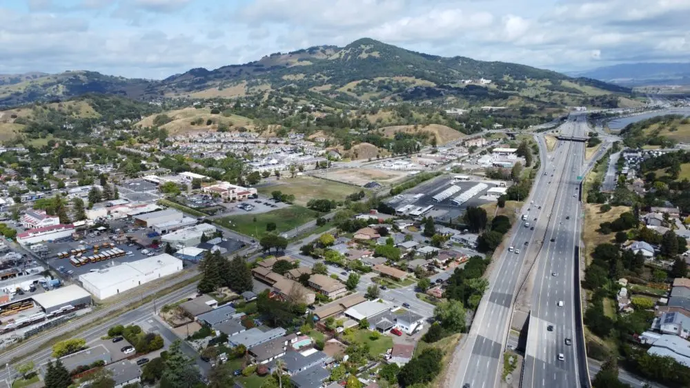 aerialdroneviewofnovatocaliforniawithmtburdellcentered
