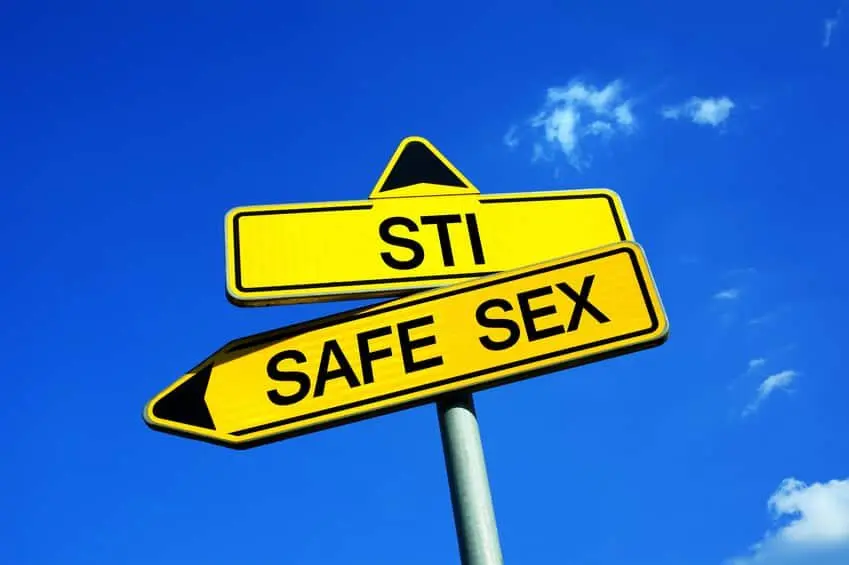 sti-std-or-safe-sex-traffic-sign-with-two-options-appeal-to-use-condom-as-protection-to-not-be-infected-by-aids-chlamydia-or-syphilis-during-dangerous-sexual-intercourse