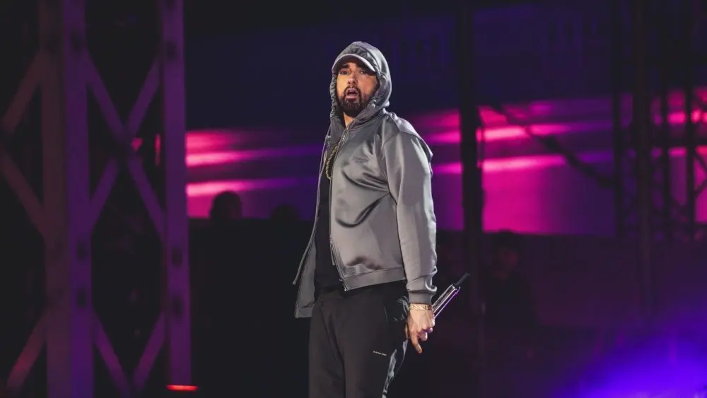 Eminem in Concert at The Michigan Central Station. Detroit^ Michigan June 6 2024