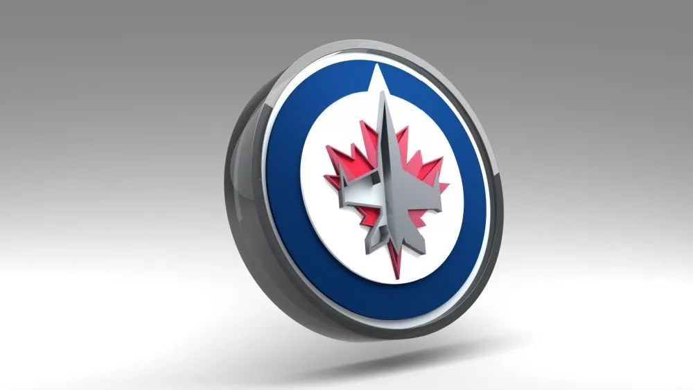 Emblem of the Winnipeg Jets. The Winnipeg Jets are a professional ice hockey team. Logo for presentation or infographics. 3D render. 3D Illustration