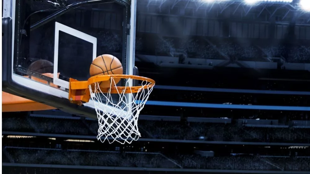 Large basketball arena with copy space