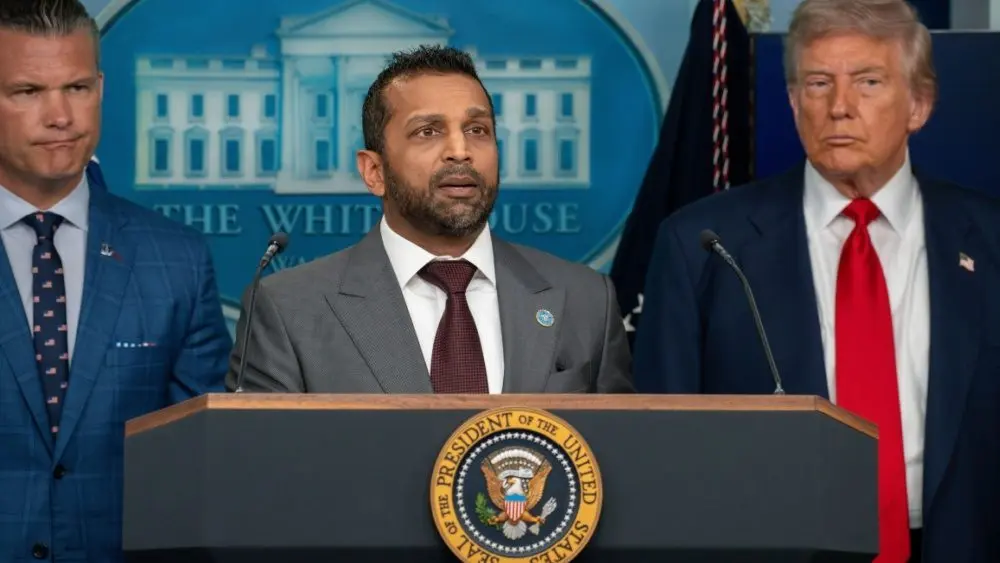 FBI Director Kash Patel Speaks during President Donald Trump press briefing to announce he is invoking the Home Act Washington DC^ United States^ August 11 2025