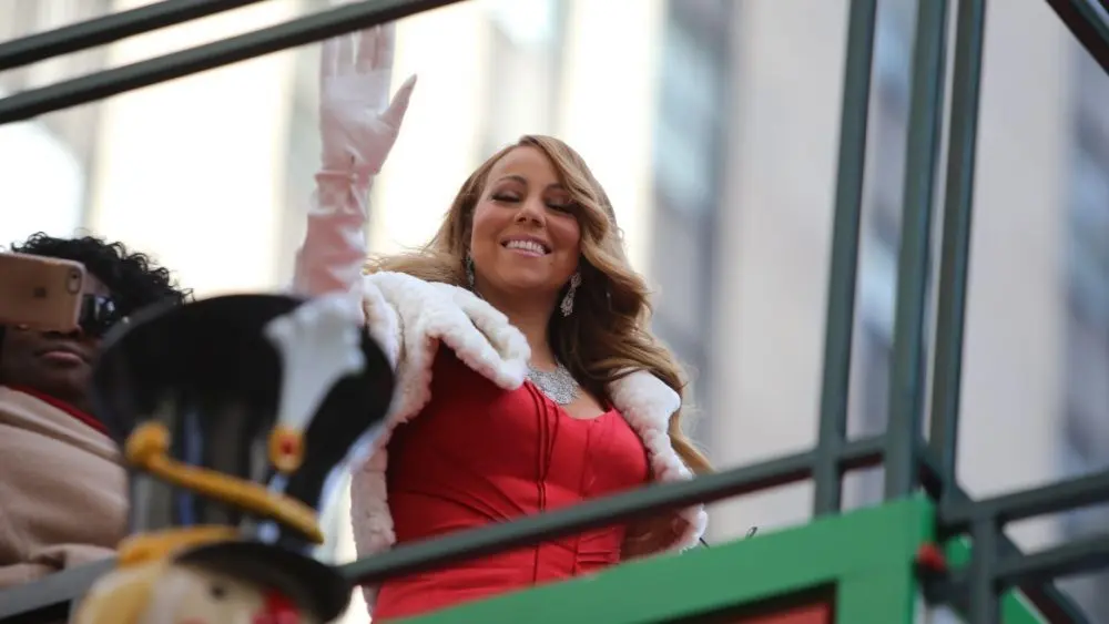 Mariah Carey on a parade float during 89th Macy's Thanksgiving Day parade Mariah Carey on float at NEW YORK CITY - NOVEMBER 26 2015